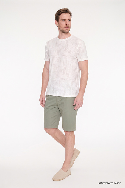 Men's Khaki Cotton Slim Fit Shorts with Tie Waist and Side Pockets, Stretchable