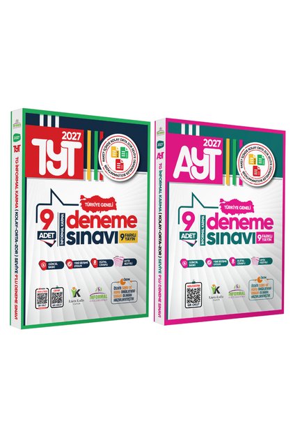 2027 YKS TYT-AYT Türkiye Geneli Kurumsal 18li (9+9) Paket Deneme Sınavı Dijital Cevaplı