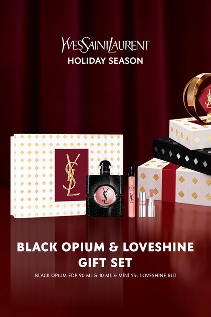 Black Opium EDP Parfüm Seti - 90ml + 10ml + Mini YSL Loveshine Ruj Hediye Set 3614274972061