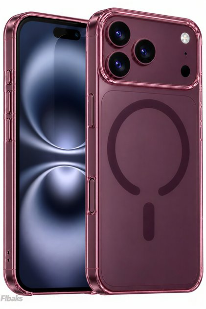 (Premium Non-Yellowing) iPhone 17 Pro Max/18 Pro Max Case Crystal Ic Animated Burgundy Translucent Magsafe Compatible Hard Pc Phone Case | 6 Months Yellowing Guarantee, Camera Protection, Shock Absorbing Dark Cherry