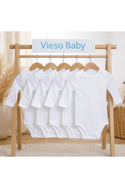5-Pack Long-Sleeved Snap-Button Baby Girl and Boy Bodysuits with Long Sleeves