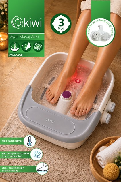 KFM-8634 Ayak Masaj Aleti | Isıtmalı | Kabarcık Masajı | Katlanabilir Ayak Spa