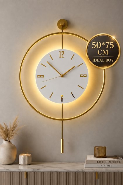 Orjinal Metal - Timelles Kristal - Büyük Boy(50X75CM) - (3 adet pil gelmektedir) Ledli Duvar Saati
