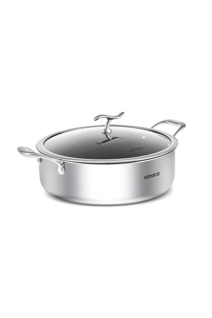 Plasma Steel 316+ 3Ply Fireproof Non-Stick Steel Karnıyarık Stew Pot 26 cm
