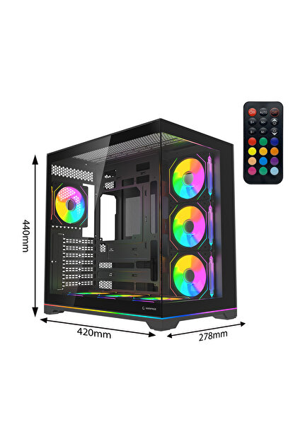 Rampage KAIZER Kumandalı 7*12cm ARGB Fan+Kontrolcü PWM Fanlı ATX/M