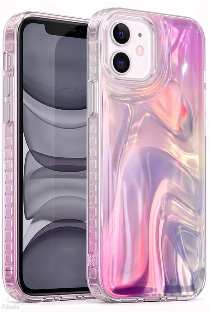 iPhone 11 Kılıf Rüya Shine Saten Dokulu Renk Geçişli Hologram Efektli 3D Baskılı Pürüzsüz Silikon