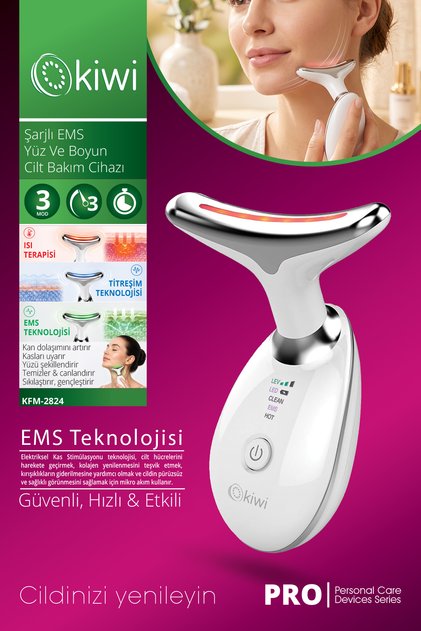 KFM-2824 Şarjlı EMS Yüz ve Boyun Bakım Cihazı | 3 Mod & 8000 RPM Titreşim
