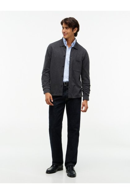 MW0MW40432 Cămașă tip overshirt ESSENTIAL din bumbac cu mânecă lungă P4E Gri închis melanj