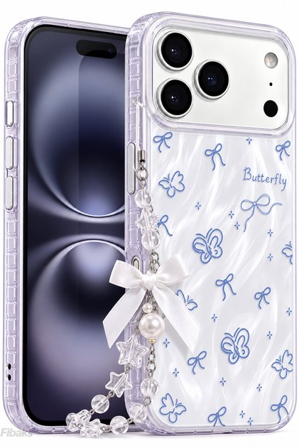 iPhone 17 Pro Max/18 Pro Max Kılıf Hologramlı Kelebek & Fiyonk Desenli Charm Aksesuarlı Şeffaf Silikon | İçten Baskılı, Kamera Korumalı, Airbag Köşeli, Darbe Emici Premium Kapak Telefon Kılıfı