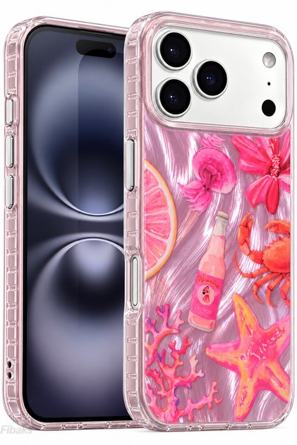 iPhone 17 Pro Max/18 Pro Max Kılıf Hologramlı Tropikal Deniz Desenli Şeffaf Silikon | İçten Baskılı, Kamera Korumalı, Airbag Köşeli, Darbe Emici Premium Kapak Telefon Kılıfı