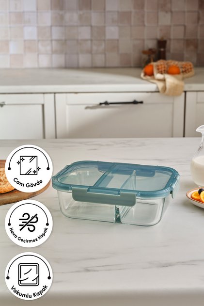 Polly Leak-Proof Glass Storage Container with Compartments 1360 ml