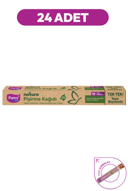 Natura Ağartılmamış Hazır Kesilmiş Pişirme Kağıdı 10 Adet 42x37cm 24 Paket