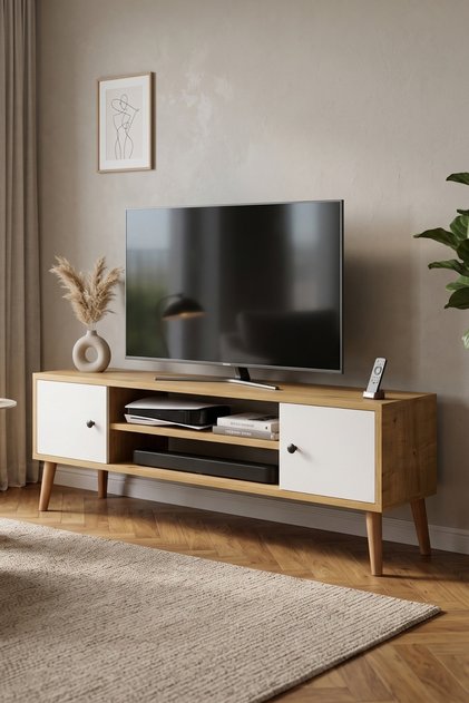 PARMA TV Ünitesi – Kapaklı, Raflı ve Ayaklı Modern TV Sehpası