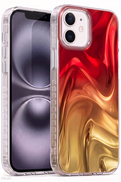 iPhone 11 Case Flame Sparkle Wave Pattern Elegance Elevated Camera Surround Silicone Cover