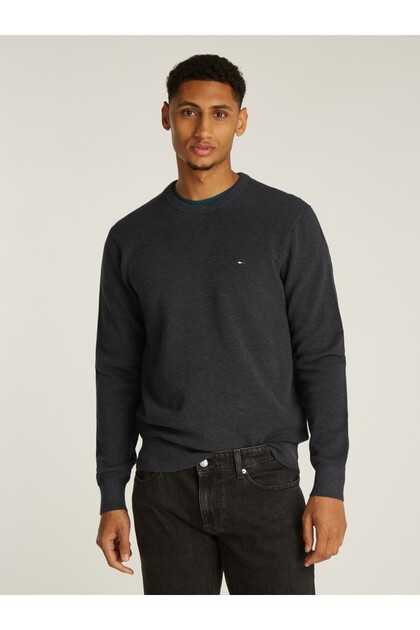 MW0MW36347 ESSENTIAL STRUCTURE CREW NECK P92 Tmavě šedá melírovaná