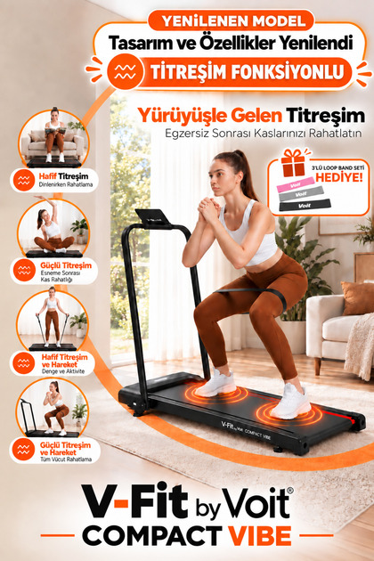 Compact Vibe Katlanabilir Titreşimli Koşu Bandı Eğimi Ayarlı Brushless Motor Loop Bant Seti Hediyeli