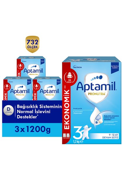 3 Prebiyotikli Devam Sütü 1200 X3 Adet 3600 Gr