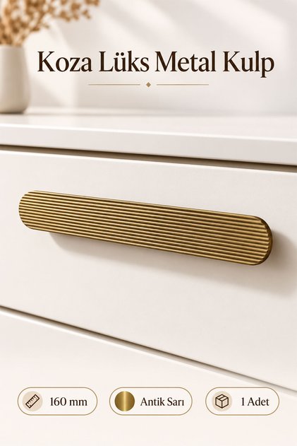 KOZA Metal Antik Sarı Mobilya Kulbu 160 mm Çekmece Dolap Kapak Kulp Lüks Dekoratif Tasarım