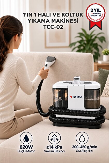 Halı ve Koltuk Yıkama Halı Temizleme 1IN1 Leke Çıkartma Makinesi TCC02 Beyaz