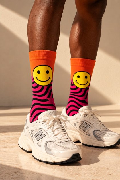 Unisex Pop-Art-Socken mit Smiley-Gesichtsmuster