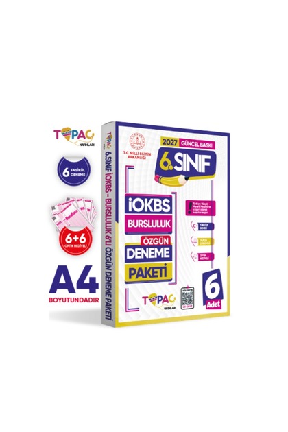 2027 6..Sınıf Topaç Yayınları İOKBS-BURSLULUK 6lı Deneme Paketi Dijital Çözümlü Türkiye Geneli