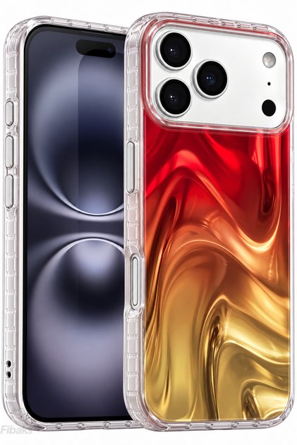 iPhone 17 Pro/18 Pro Case Flame Sparkle Wave Pattern Elegance Elevated Camera Surround Silicone Cover