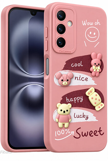 Galaxy A16 Case Pink Rabbit Design Patterned Soft Silicone Cover with Camera Protection