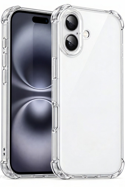 iPhone 16 Kılıf Antishock Darbe Emici Kamera Korumalı Yumuşak Esnek Şeffaf Silikon Kapak