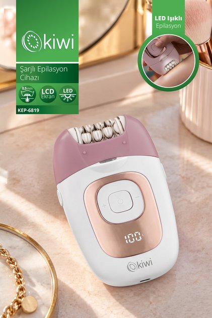 KEP-6819 Şarjlı Epilasyon Cihazı Beyaz | 18 Cımbız & LCD Ekran & LED Aydınlatma