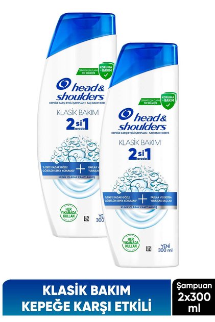 Klasik Bakım 2'si 1 Arada Kepek Karşıtı Şampuan 300 ml x 2 Adet