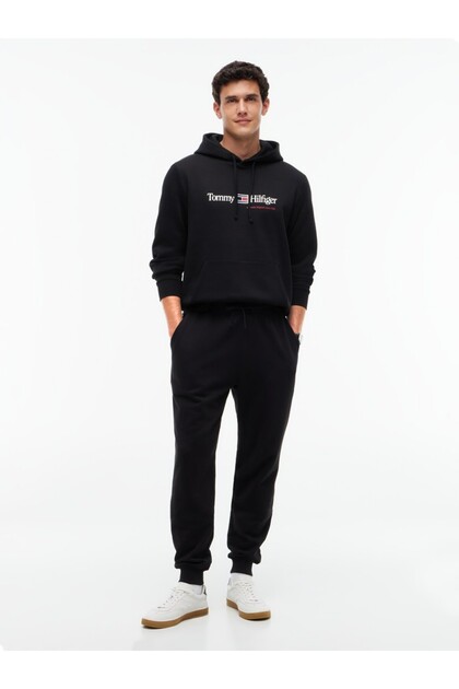 Bluza z kapturem z polaru MW0MW44935 RWB GRAPHIC REG FLEECE HOODIE BDS Czarna