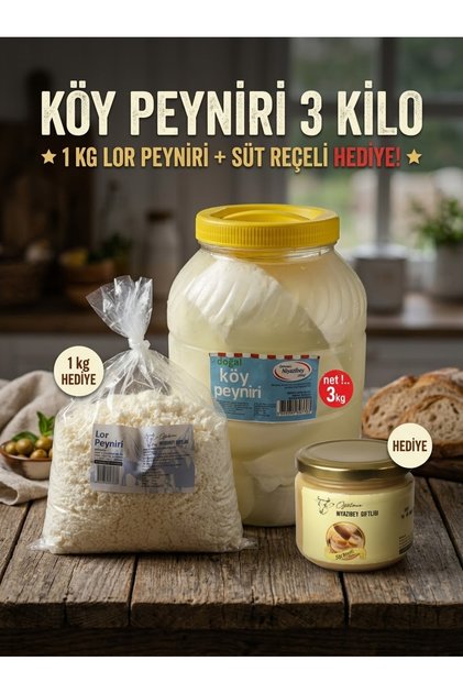 Köy Peyniri 3 Kg. 1 KG LOR Peynir ve 1 Süt Reçeli Hediye !..