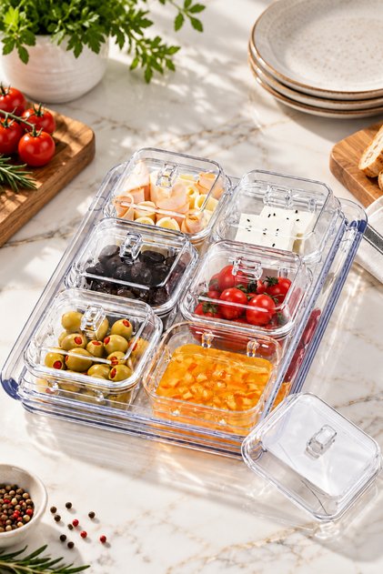 6-Piece Breakfast Set with Acrylic Lids & Storage Container Ckr4838