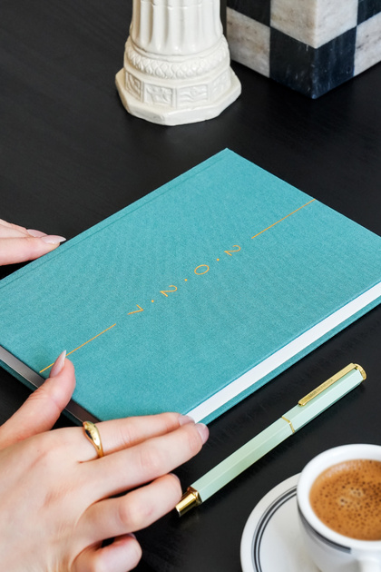 2027 Year A5 Linen Weekly Agenda 15X21 cm - 12 Months Turquoise