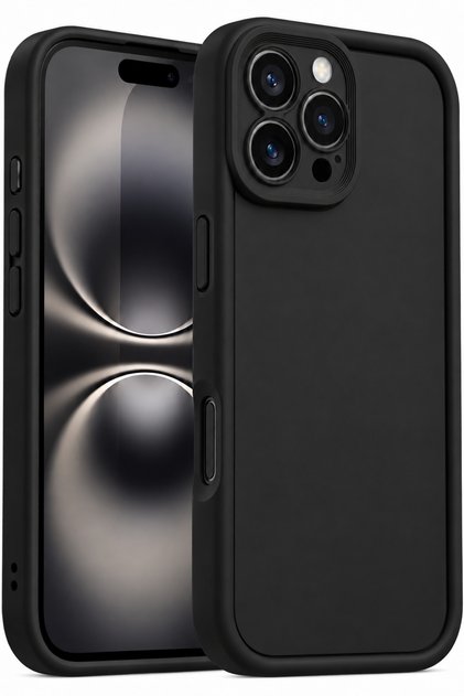 iPhone 16 Pro Max Case with Camera Protection, Soft Textured, Shock-Absorbing Black Silicone Cover Black