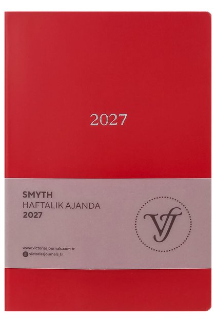 Smyth-2027 Weekly Agenda A5. Flexible Cover.Silver Gilded Edge-Red