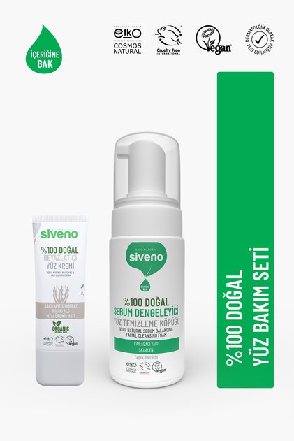 %100 Doğal Yağlı Cilt Yüz Temizleme Köpüğü 100 ml ve Beyazlatıcı Yüz Kremi 30 ml