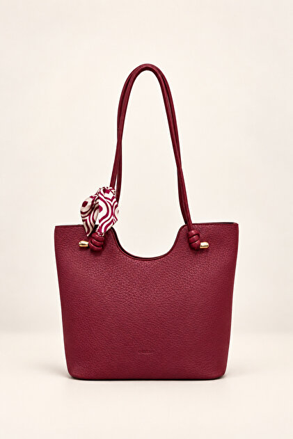 Women's Large Size Shoulder Bag with Scarf Detail, Elegant Design, Large Volume Tote Bag Elt1109
