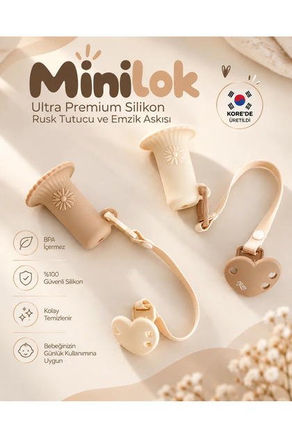 Minilok Ultra Premium Silikon Rusk Tutucu ve Emzik Askısı
