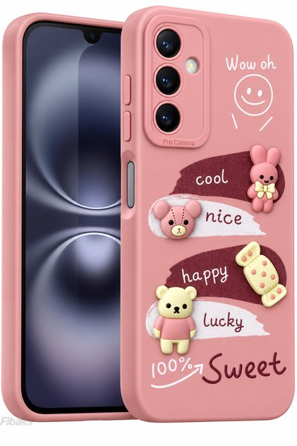 Galaxy A26 Kılıf Pembe Tavşan Tasarımlı Desenli Kamera Korumalı Yumuşak Silikon Kapa