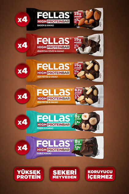 Protein Bar Süper Karma Kutu - 24 Adet (Yüksek Protein Bar (45 g) x 12 + Protein Bar (32 g) x 12)