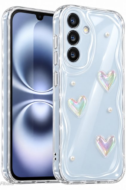 Galaxy A56 Kılıf 3D Kalpli İnci Tasarımlı Desenli Kamera Korumalı Silikon Kapak