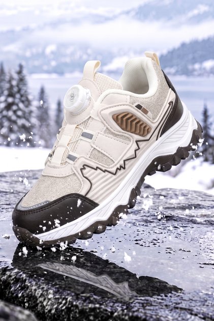 Ds Himalaya Beige Smart Lace-Up Kids Outdoor Trekking Boots