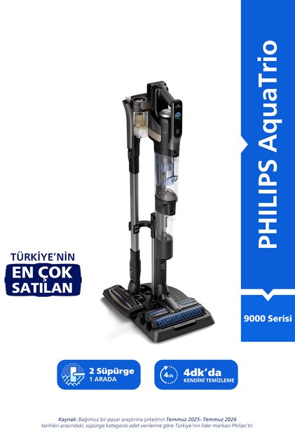 Aqua Trio 9000 Seri XW9465/11 Islak & Kuru Temizlik Kablosuz Dikey Süpürge