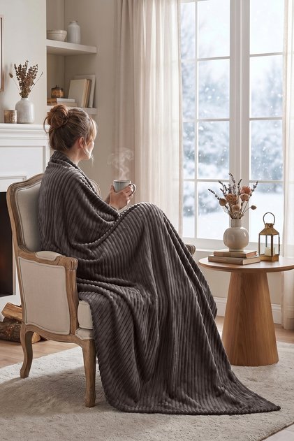 Joena Anthracite Double Blanket