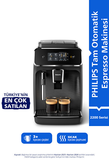 2200 Serisi Tam Otomatik Espresso Makinesi, Dokunmatik Ekran, Klasik Süt Köpürtücü, EP2220/10