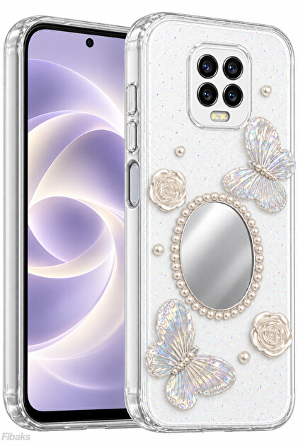 Redmi Note 9 Pro/9S Case 3D Butterfly Rose Pattern Mirrored Glitter Transparent Design Silicone Cover