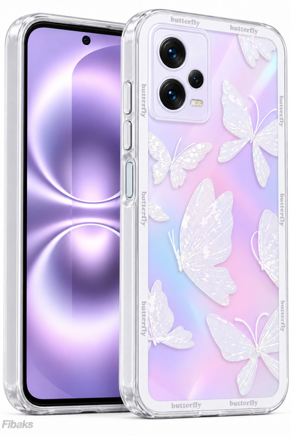 Redmi Note 12 Pro 5g Case Designed Patterned Transparent Butterfly Cover with Camera Protection