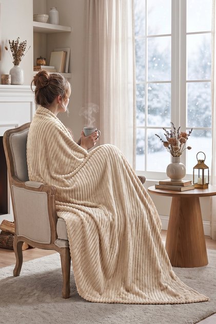 Joena Beige Double Blanket