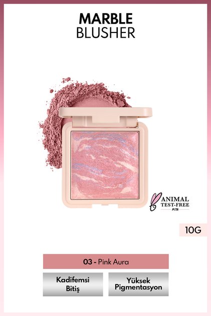 Marble Baked Blusher Fırınlanmış Allık & Aydınlatıcı - 03 Pink Aura